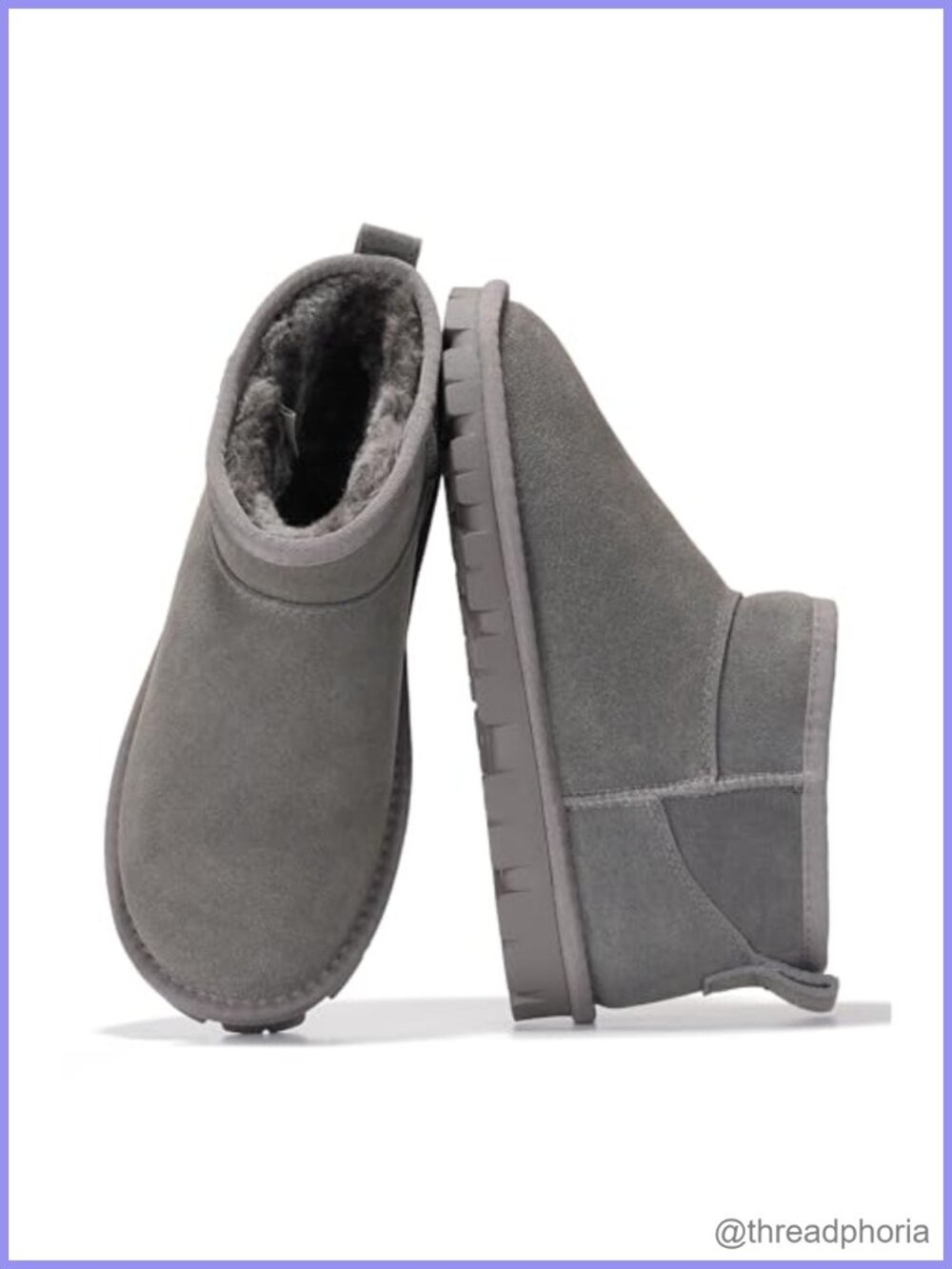 Genuine Suede Fur-Lined Ankle Boots Water-Resistant Faux Fur Lined Winter